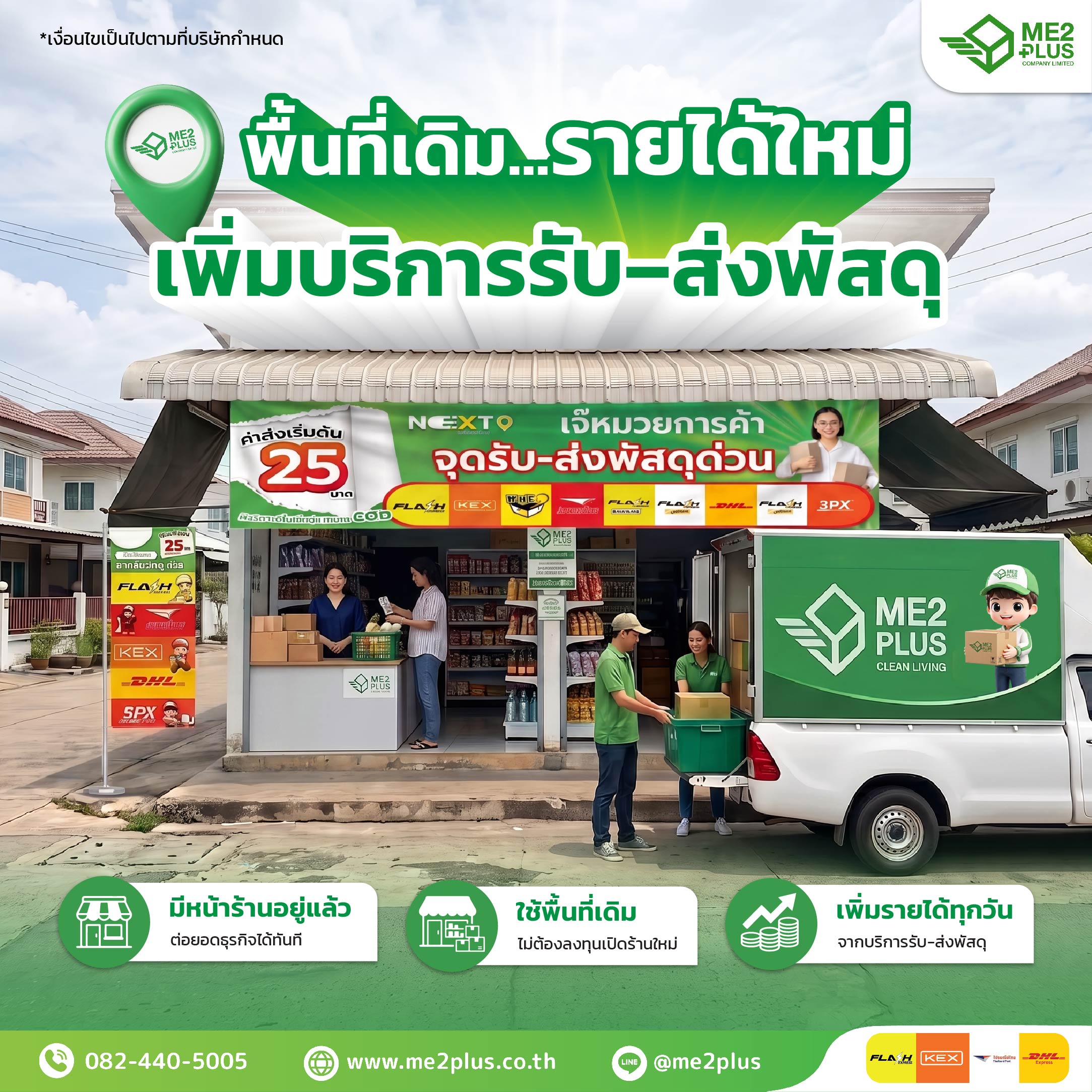 ME2Plus ชวนผู้ประกอบการเปลี่ยนพื้นที่เดิม เป็นรายได้ใหม่ เปิดจุดรับ-ส่งพัสดุครบวงจร